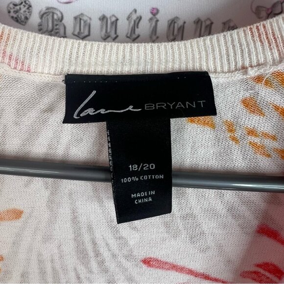 Lane Bryant cardigan fireworks flowers π Leaf Print Women's Top buttons - Picture 7 of 9